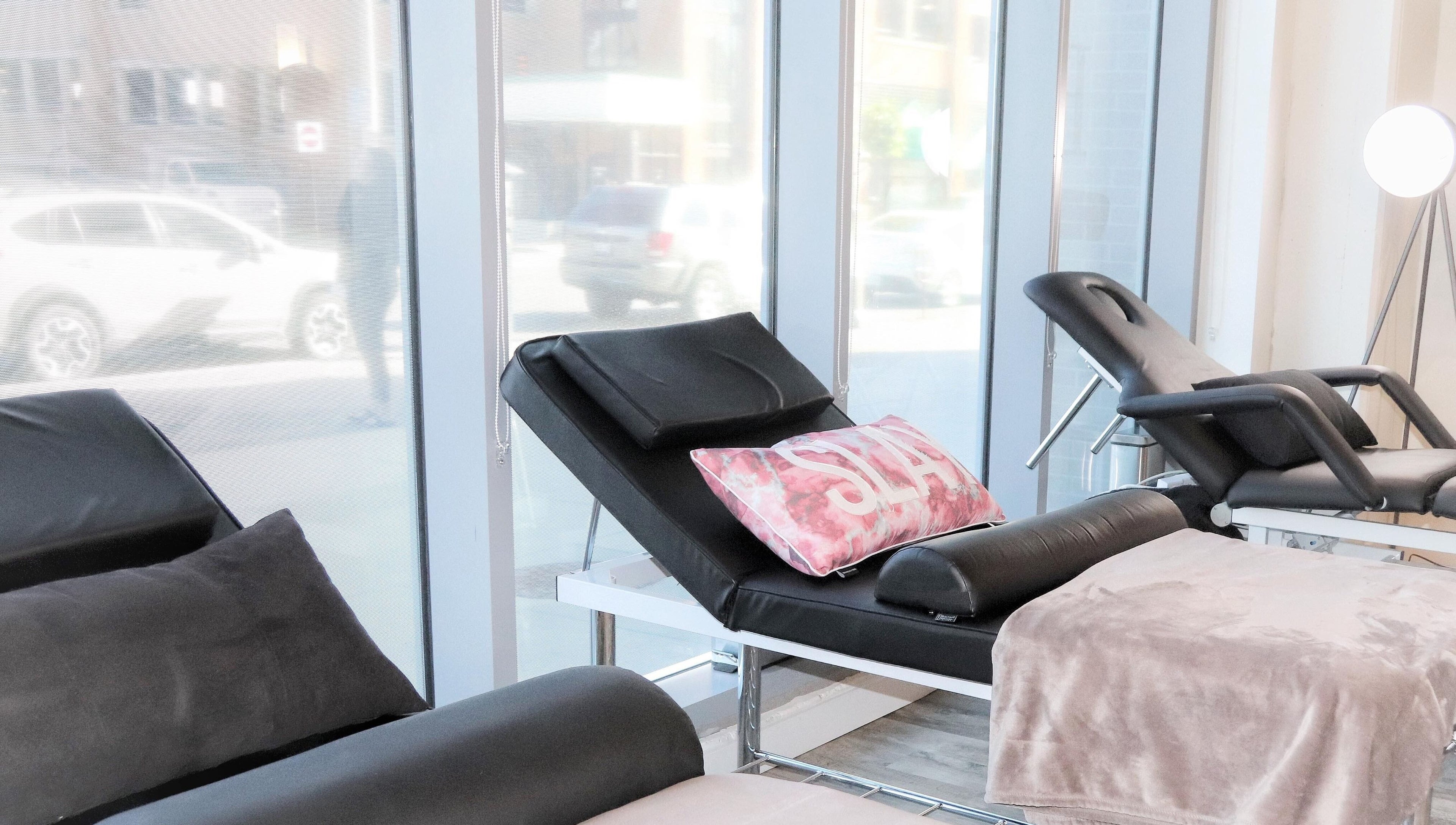 Relaxing treatment chairs at The Beauty Room, Oshawa, Ontario, CA with natural light.