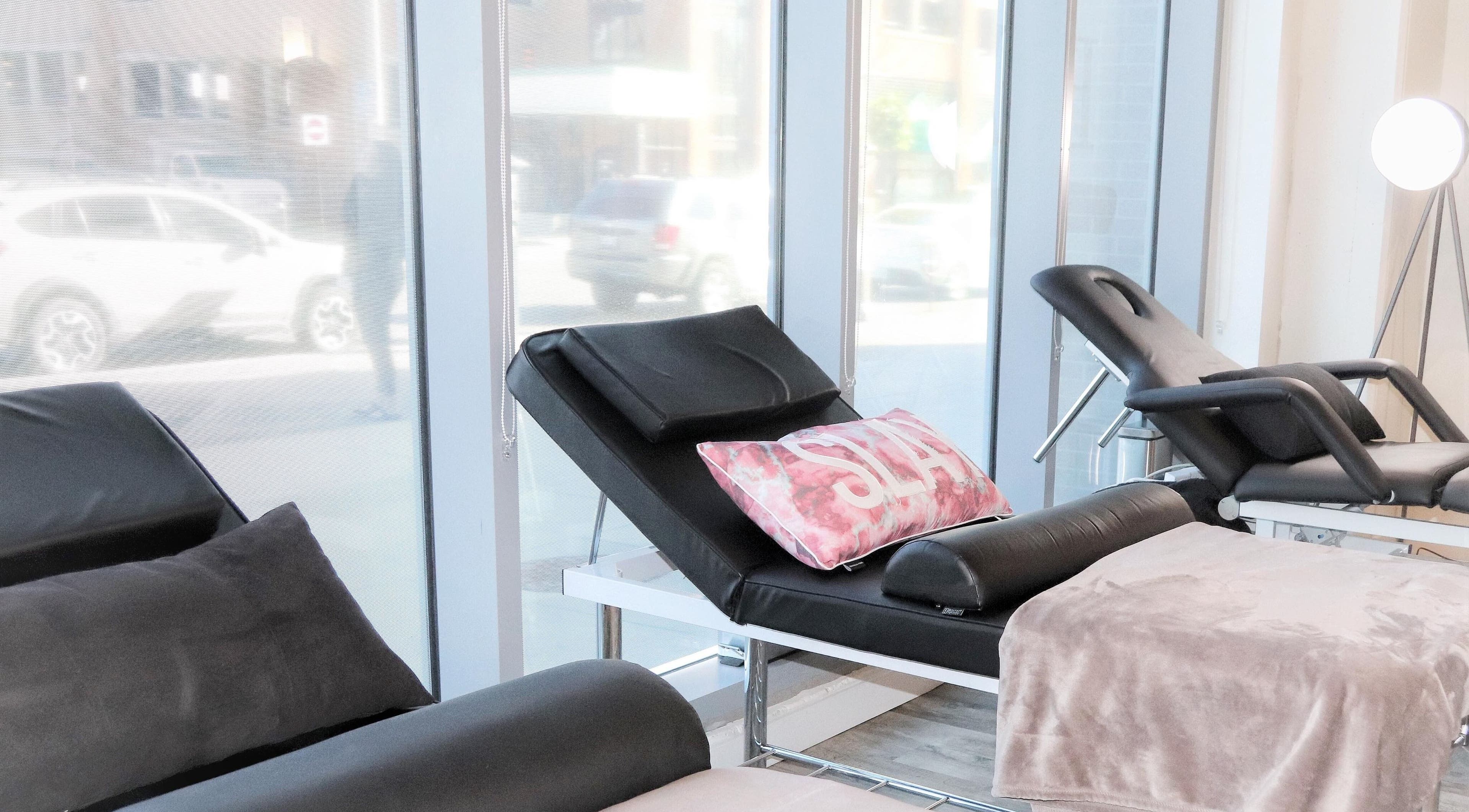 Relaxing treatment chairs at The Beauty Room, Oshawa, Ontario, CA with natural light.