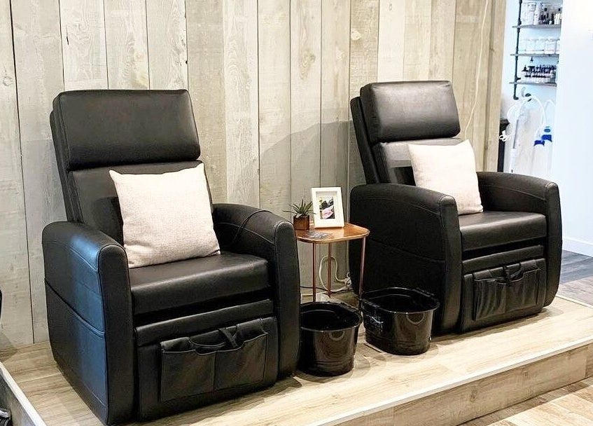 Luxurious pedicure chairs at The Beauty Room in Oshawa, Ontario, CA for ultimate relaxation.