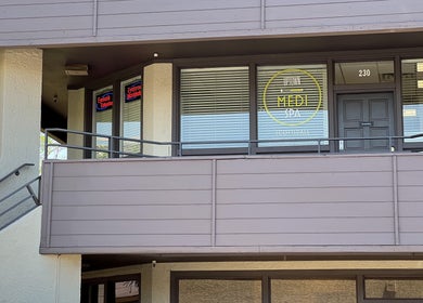 Entrance of Bare Lacquer Scottsdale, a modern spa in Scottsdale, Arizona, US.