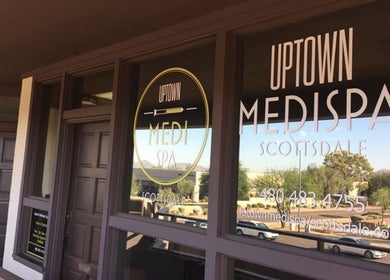 Front entrance of Bare Lacquer Scottsdale, highlighting the chic design in Scottsdale, Arizona, US.