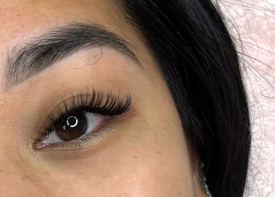 Close-up of expertly styled lashes at The Lash Lounge, Irlam, England, GB. Perfect finish for natural beauty.