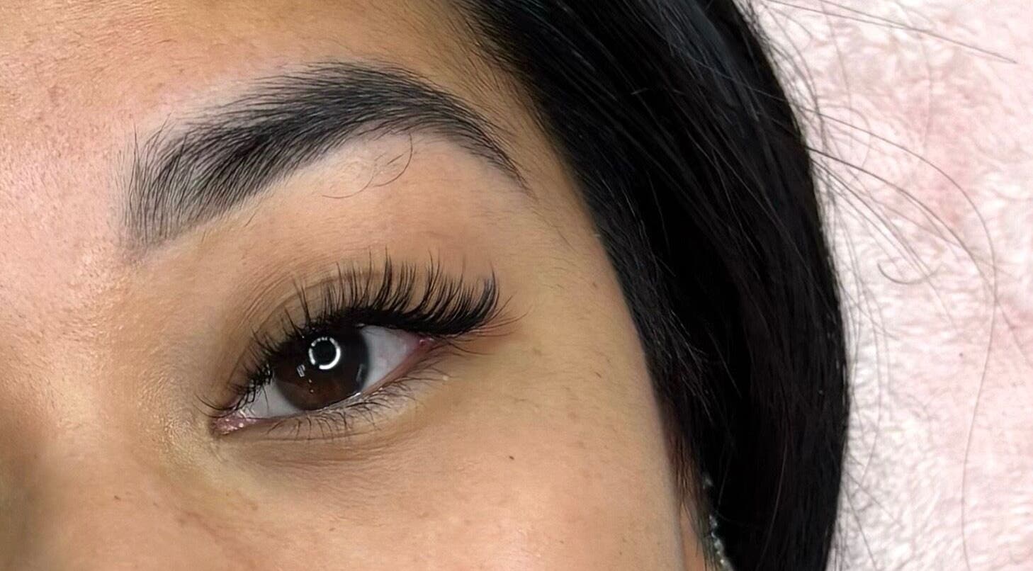 Close-up of expertly styled lashes at The Lash Lounge, Irlam, England, GB. Perfect finish for natural beauty.