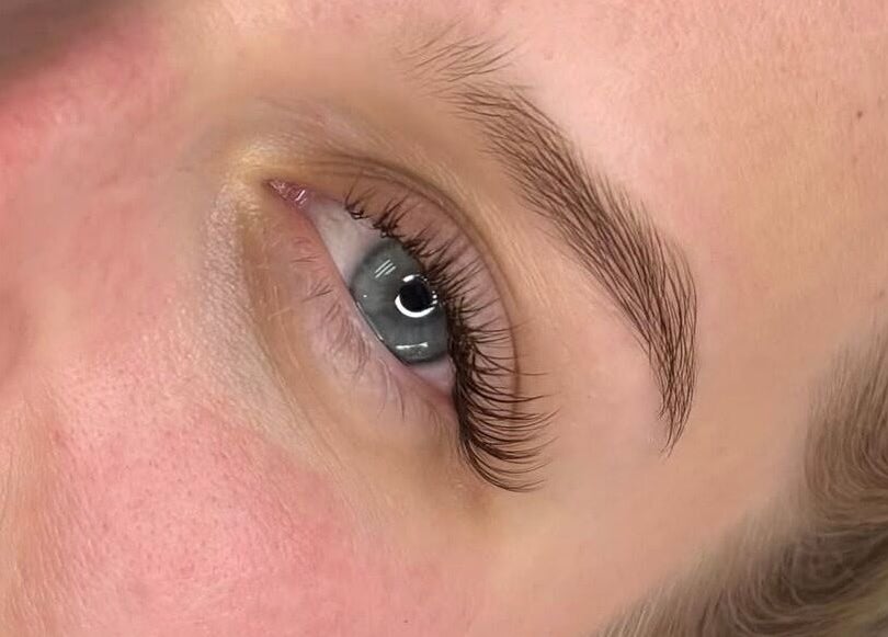 Close-up of enhanced eyelashes at The Lash Lounge, Irlam, England, GB, showcasing detailed lash work.