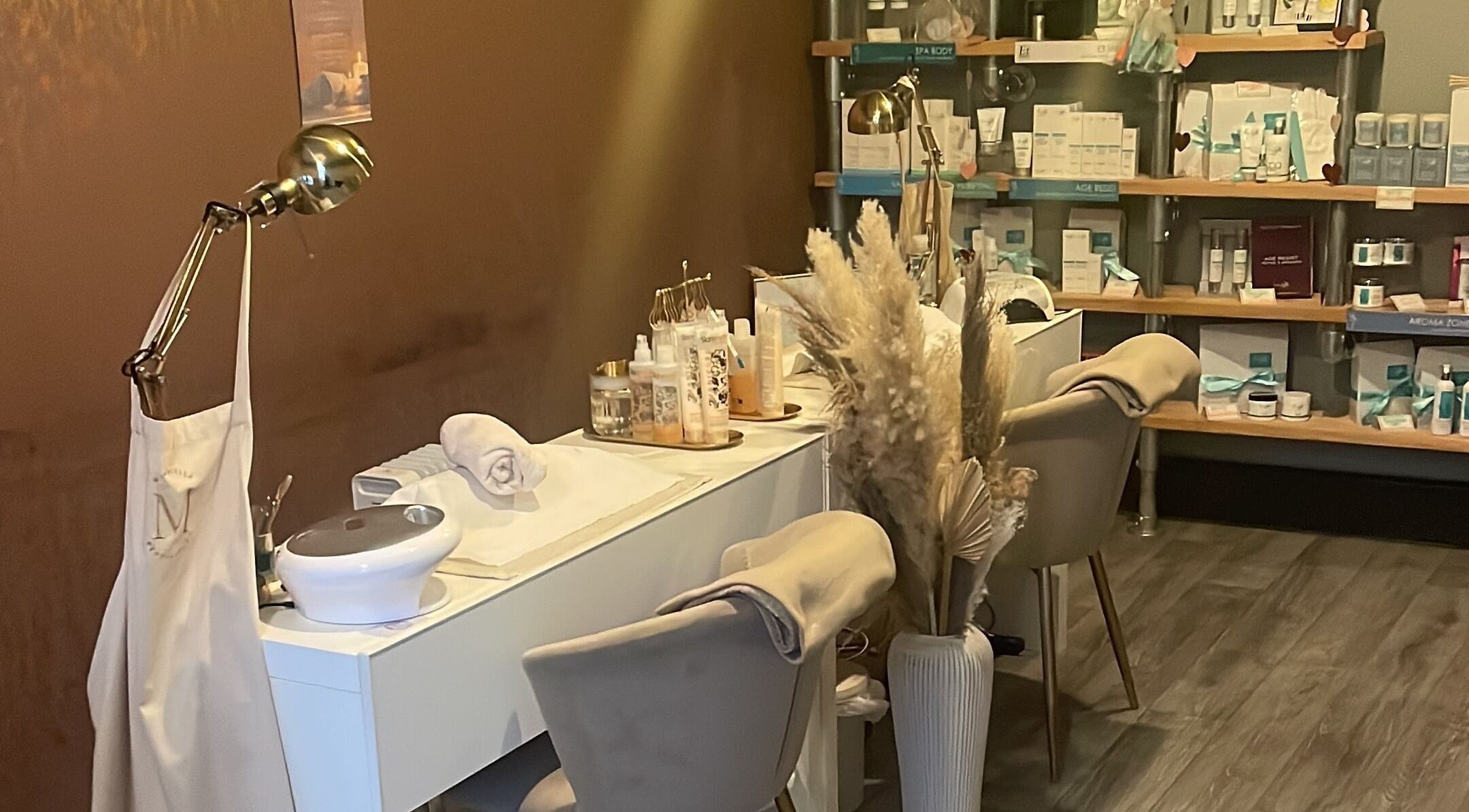 Relaxing interior of treatment room at Mirabella Skin & Beauty Salon in Chelmsford, England, GB.