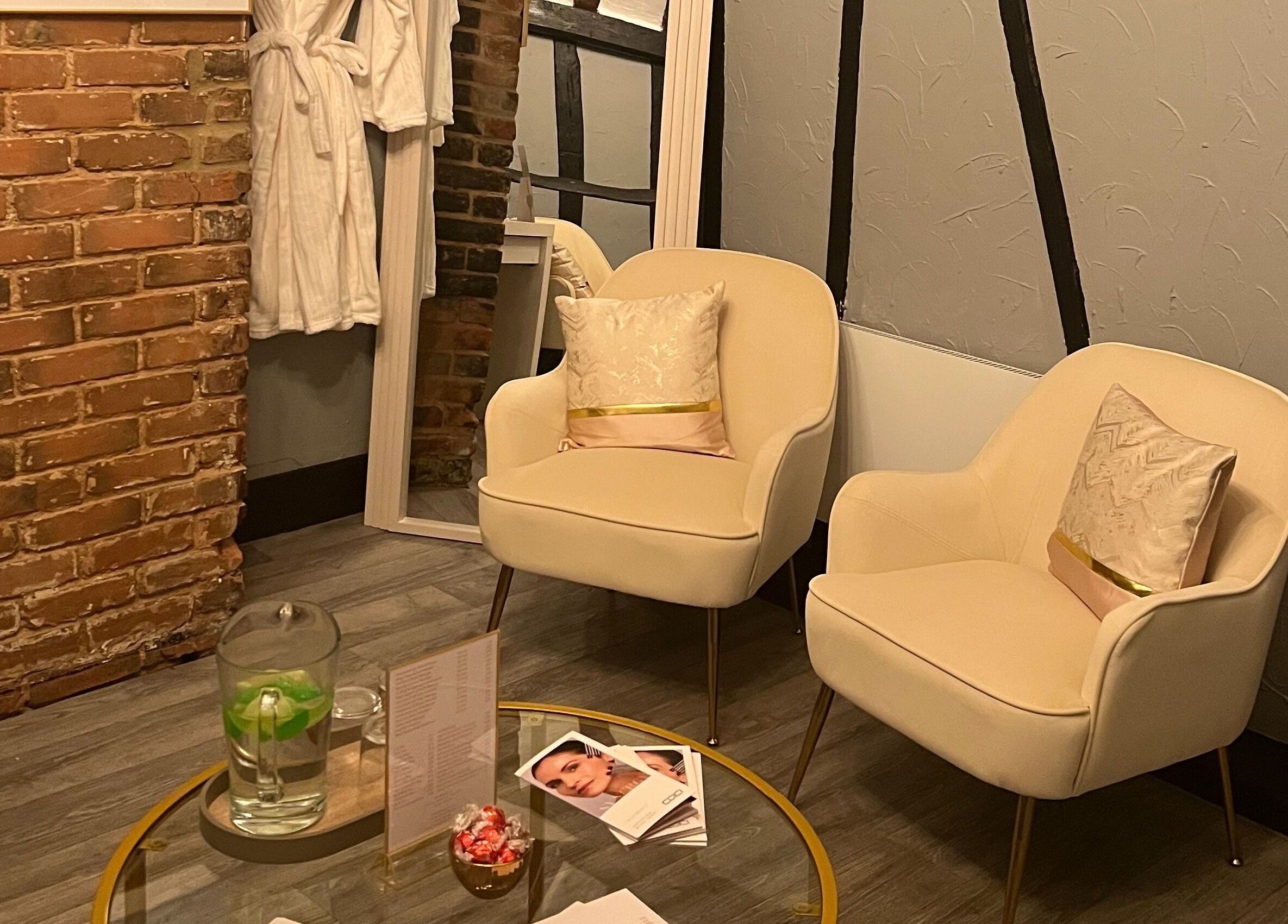 Inviting seating area at Mirabella Skin & Beauty Salon, Chelmsford, England, GB showcasing comfort and elegance.