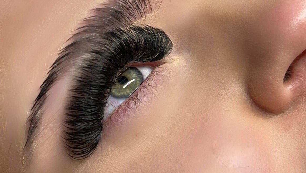Close-up of a lush eyelash extension at Lash & Glow By Jessica, Isleham, England, GB.
