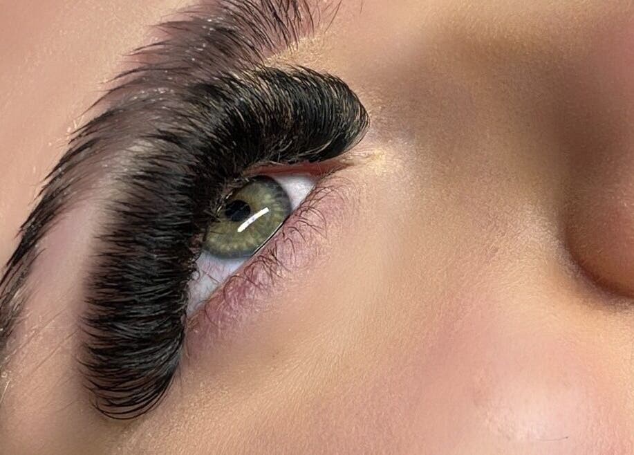 Close-up of a lush eyelash extension at Lash & Glow By Jessica, Isleham, England, GB.