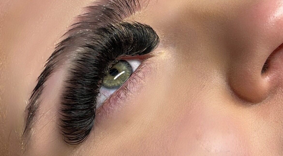 Close-up of a lush eyelash extension at Lash & Glow By Jessica, Isleham, England, GB.