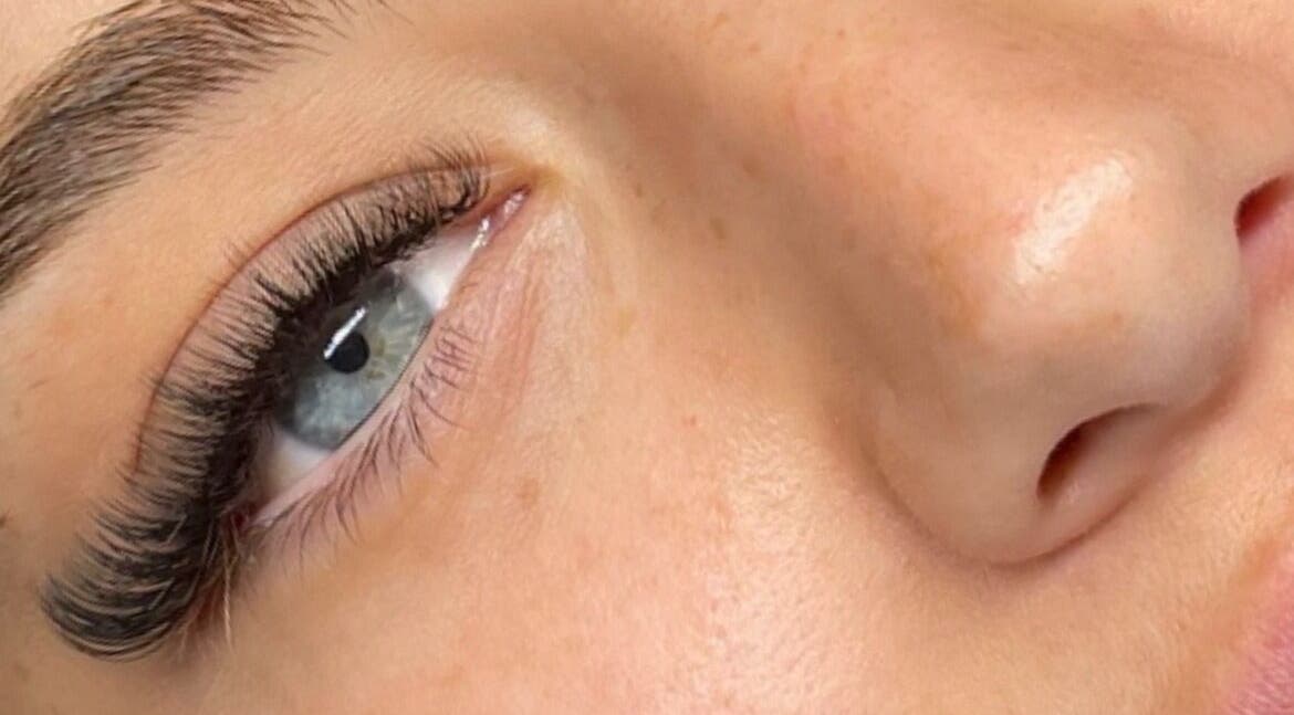 Close-up of perfectly curled lashes at Lash & Glow By Jessica, Isleham, England, GB.