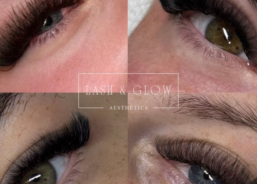 Close-up of eyelash extensions at Lash & Glow By Jessica, Isleham, England, GB enhancing natural beauty.