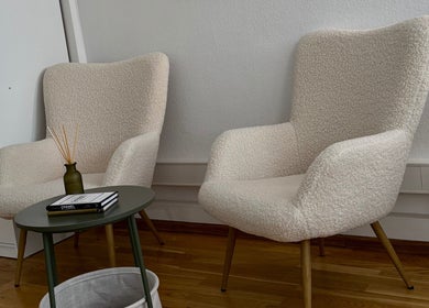 Chic seating area with plush chairs at With Love, Christie, Düsseldorf, Nordrhein-Westfalen, DE.