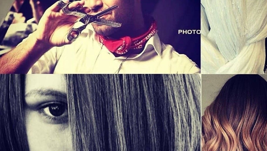 Artistic hairstyle focus at Shah Saatchi, Amsterdam, Noord-Holland, NL showcasing scissors and hair styles.