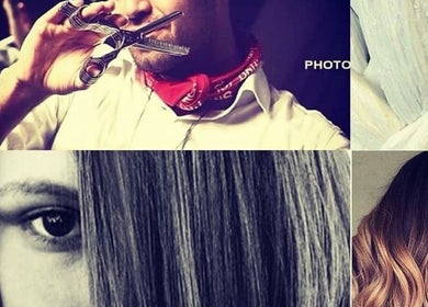Artistic hairstyle focus at Shah Saatchi, Amsterdam, Noord-Holland, NL showcasing scissors and hair styles.