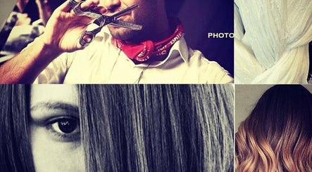 Artistic hairstyle focus at Shah Saatchi, Amsterdam, Noord-Holland, NL showcasing scissors and hair styles.