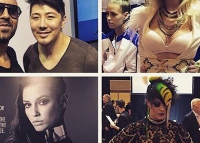 Stylists and models at Shah Saatchi event, Amsterdam, Noord-Holland, NL showcasing bold hairstyles.