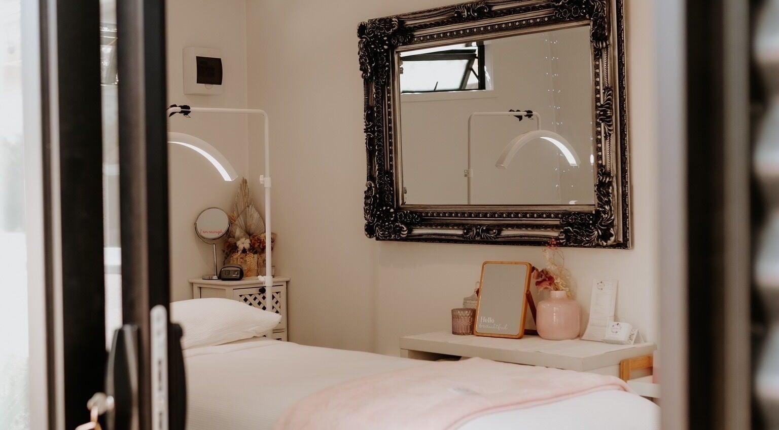 Relaxing treatment room at Fuchsia Beauty Therapy, Nelson, NZ. Elegant decor and soothing atmosphere.