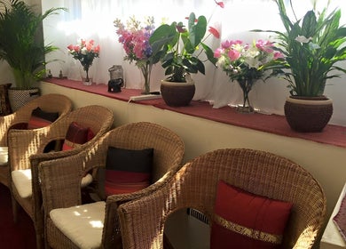Cozy seating with floral decor at Hua Hin Moon Thai Massage, Sunderland, England, GB.