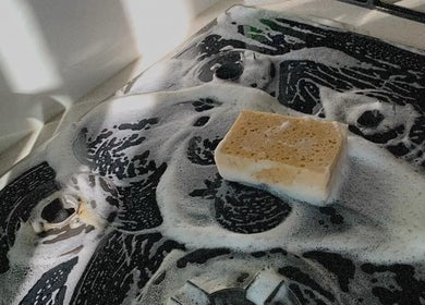 Foamy sponge on a clean surface at Maid To Sparkle, Rochdale, England, GB for top-notch cleaning services.