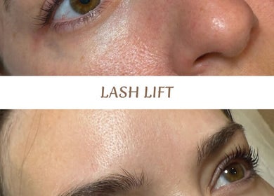 Lash lift at The Bothy x Elethea in Huntington, England, GB. Before and after enhancement of eyelashes.