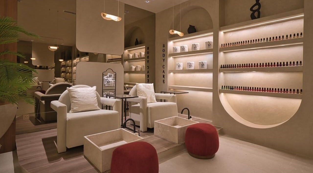 Sophisticated pedicure lounge at Haya Aljamal Salon, Riyadh, Riyadh Province, SA, offering luxurious treatments.