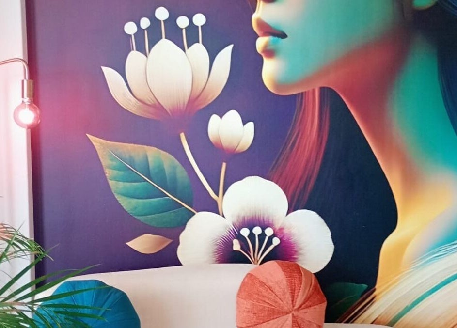 Artistic floral backdrop at Coco Ruby Integrative Anti-Ageing & Aesthetics, Cape Town, Western Cape, ZA.