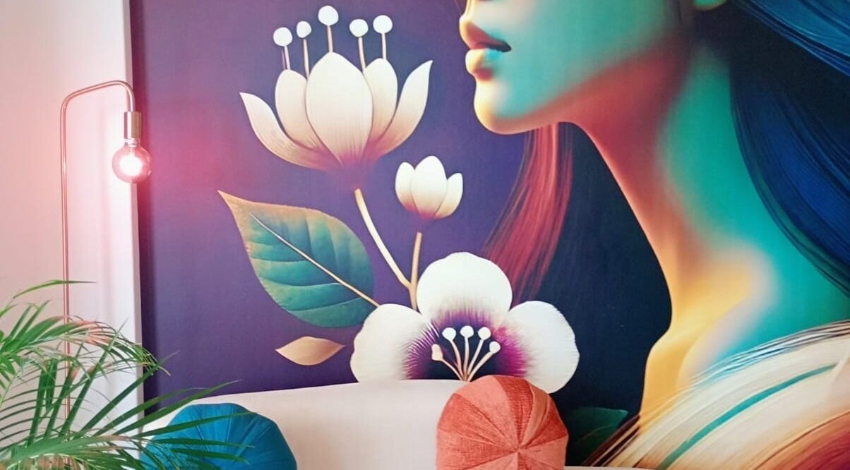 Artistic floral backdrop at Coco Ruby Integrative Anti-Ageing & Aesthetics, Cape Town, Western Cape, ZA.