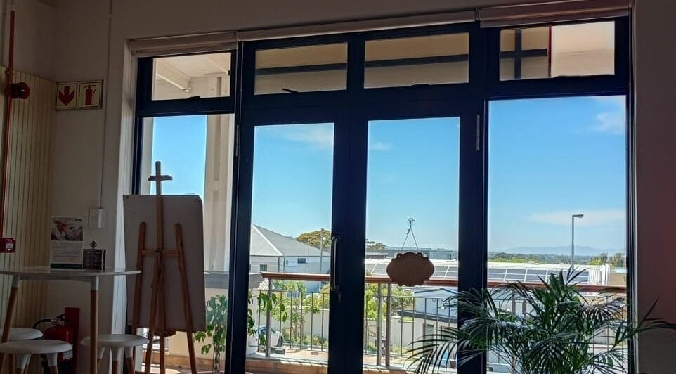 Bright terrace view at Coco Ruby Integrative Anti-Ageing & Aesthetics, Cape Town, Western Cape, ZA.