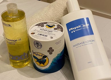 Massage products at Francisca Wellbeing Studio, London, England, GB—supporting relaxation and rejuvenation.