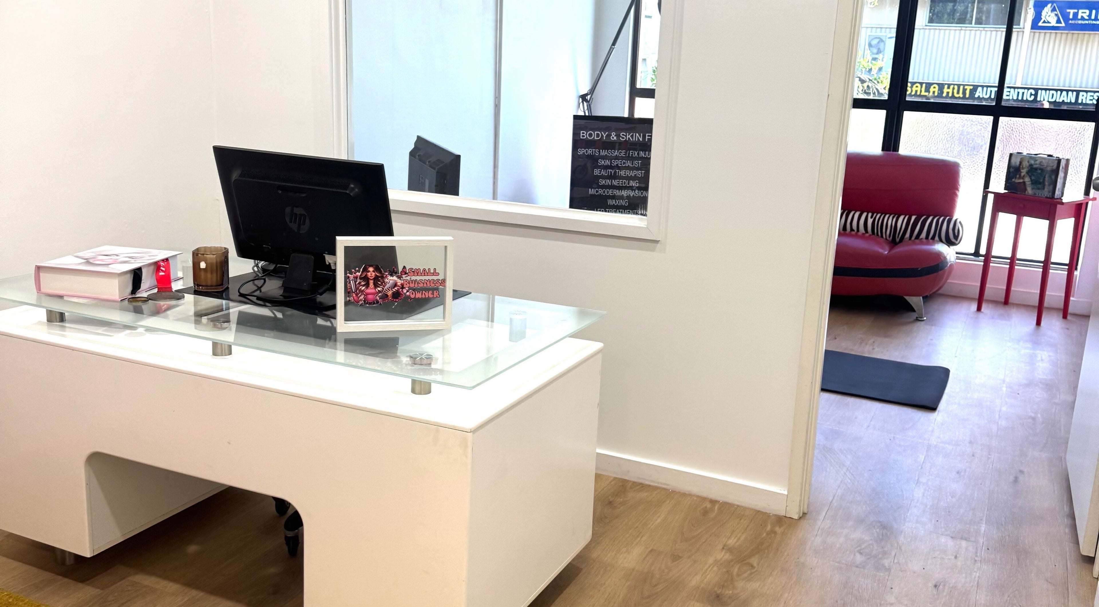 Stylish reception at Leaha Body & Skin Fix Toowoomba, East Toowoomba, Queensland, AU with modern decor.