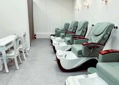 Luxurious pedicure chairs at Glazed Nails at Changi City Point, Singapore, Singapore, SG.