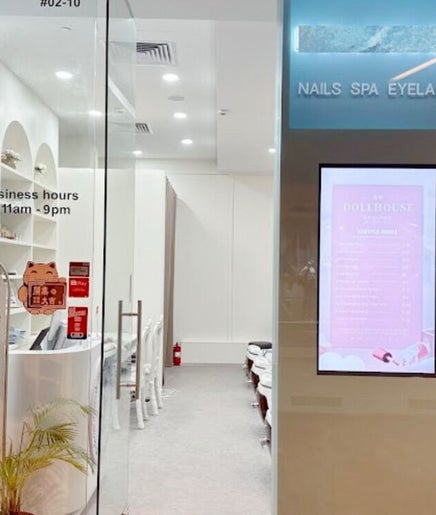 Chic interior of Glazed Nails at Changi City Point, Singapore, SG, showcasing elegant design and service area.