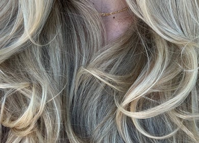 Blonde hair curls styled beautifully at STUDIO QUE, Innaloo, Western Australia, AU.
