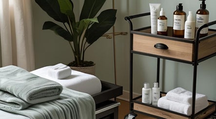 Cozy treatment room at Skintimacy Wellness and Esthetics in Phoenix, Arizona, US with spa essentials.