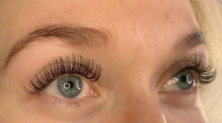 Close-up of elegant eyelash extensions at BlushBeauty, Poole, England, GB.