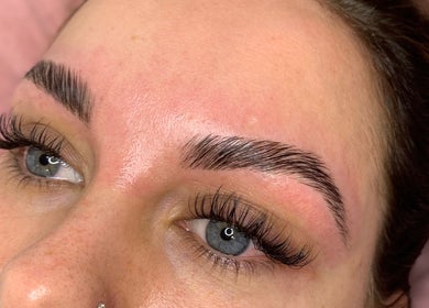 Enhanced lashes and brows at BlushBeauty, Poole, England, GB. Perfect for a flawless beauty look.