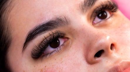 Close-up of eyelash extensions at Beautybaeglam, Spring, Texas, US.