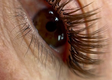 Close-up of lush eyelashes at Beautybaeglam, Spring, Texas, US, highlighting expert lash extensions.