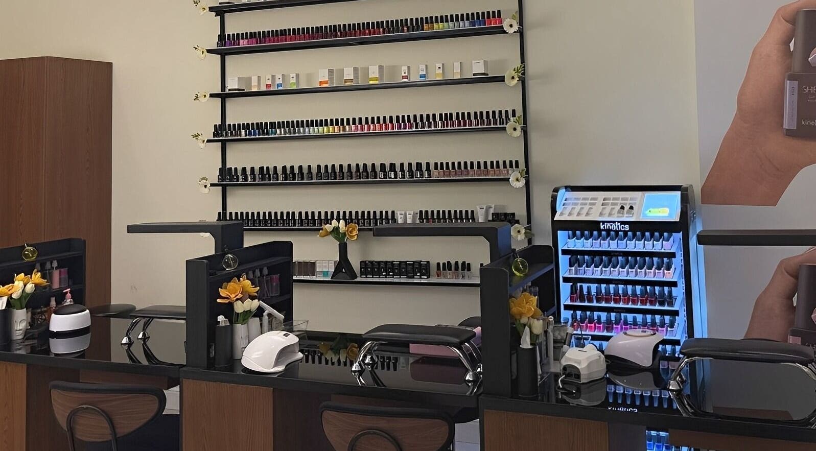 Chic nail bar at Body and Mood Spa I مركز بودي آند مود سبا, Al Hofuf, Eastern Province, SA with vibrant polish selection.