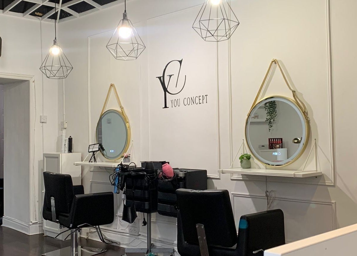 Salon interior at You Concept, Dublin, County Dublin, IE featuring chic mirrors and stylish seating.