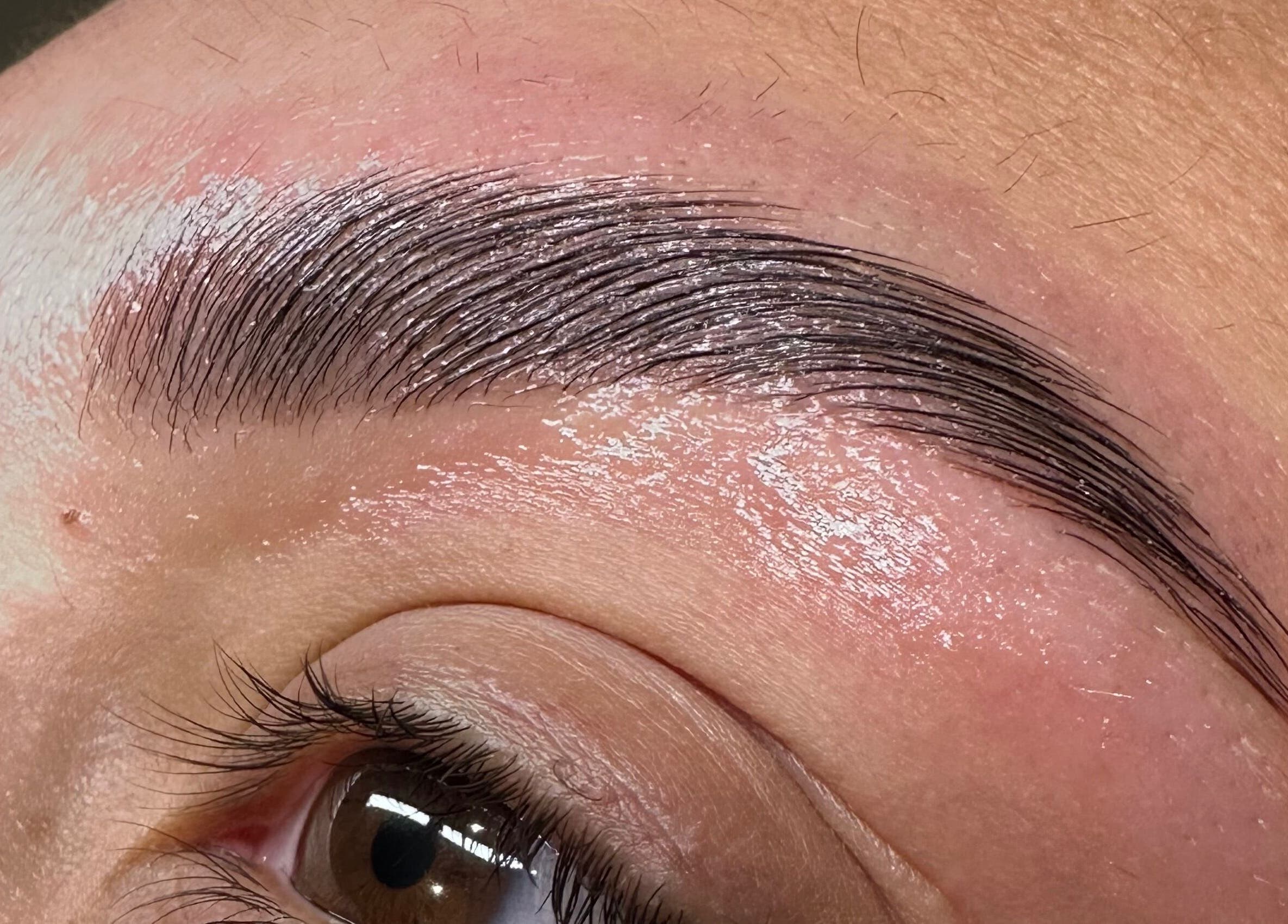 Perfectly shaped eyebrow at Brow and Glow, Bolton, England, GB, showcasing precise grooming artistry.