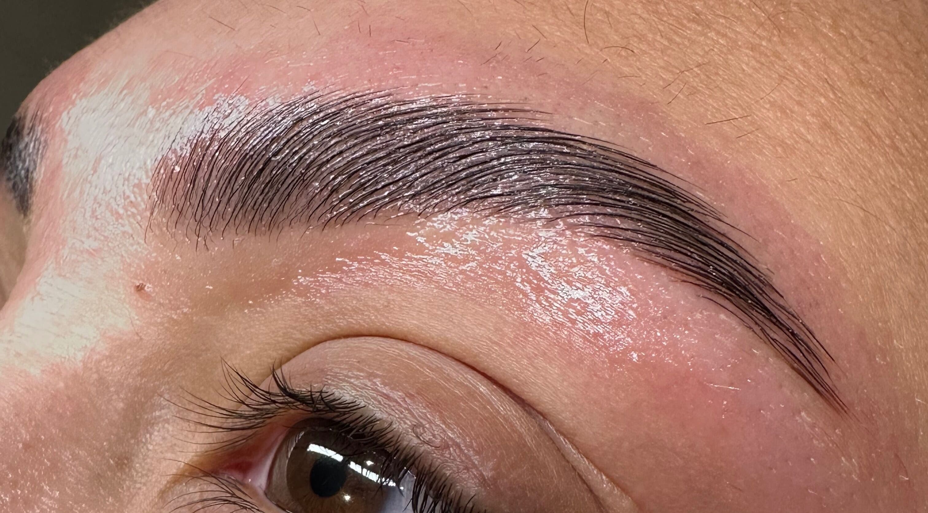 Perfectly shaped eyebrow at Brow and Glow, Bolton, England, GB, showcasing precise grooming artistry.