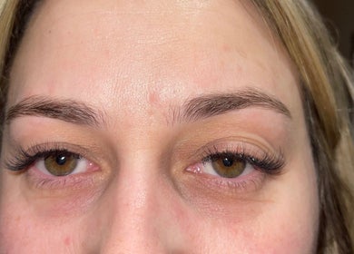 Close-up of elegant lash extensions by CLB Lashes in Ramsey, England, GB, showcasing detailed work.