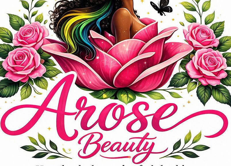 Illustration of Arose Beauty Salon & Supply logo with roses, Bridgetown, Saint Michael, BB.