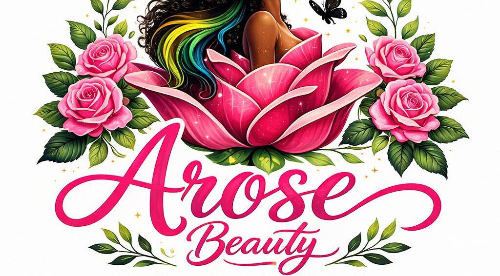 Illustration of Arose Beauty Salon & Supply logo with roses, Bridgetown, Saint Michael, BB.