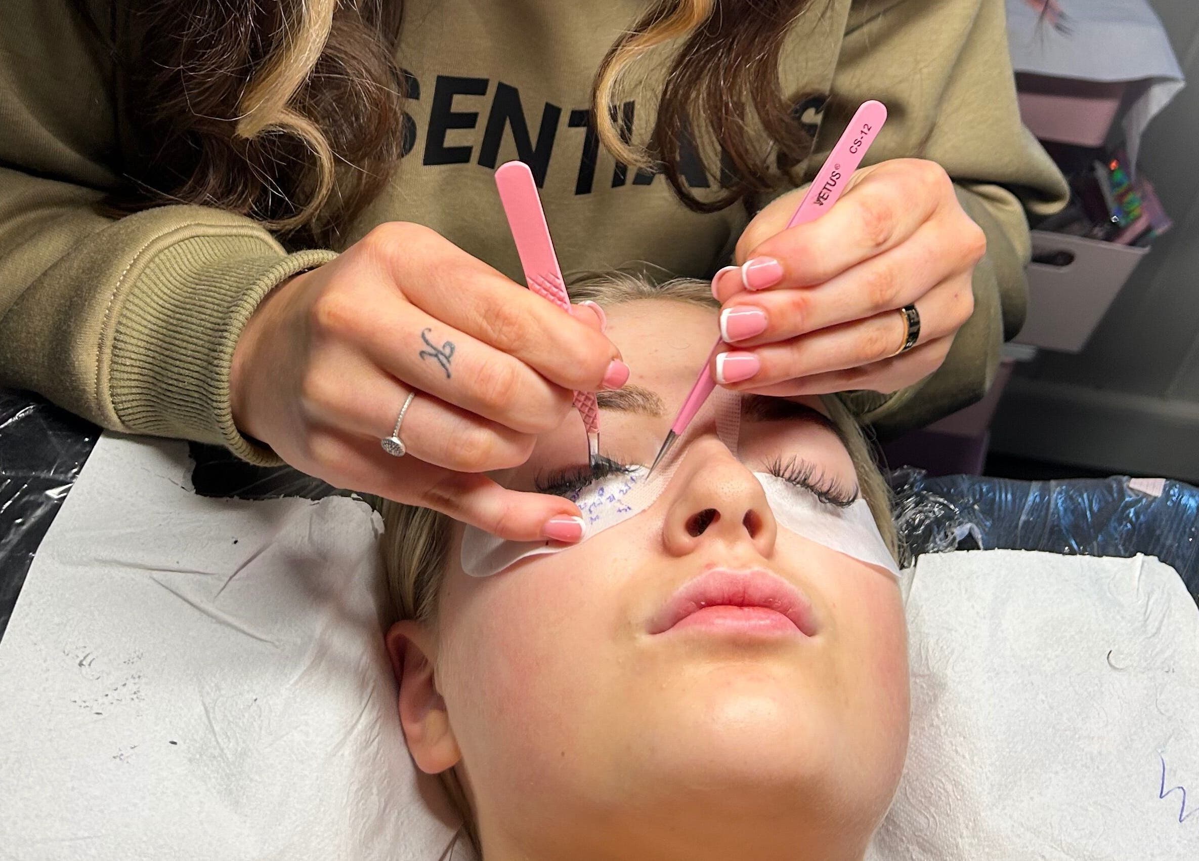 Eyelash extension application at Nbnailz, Maryport, England, GB for stunning lash results.