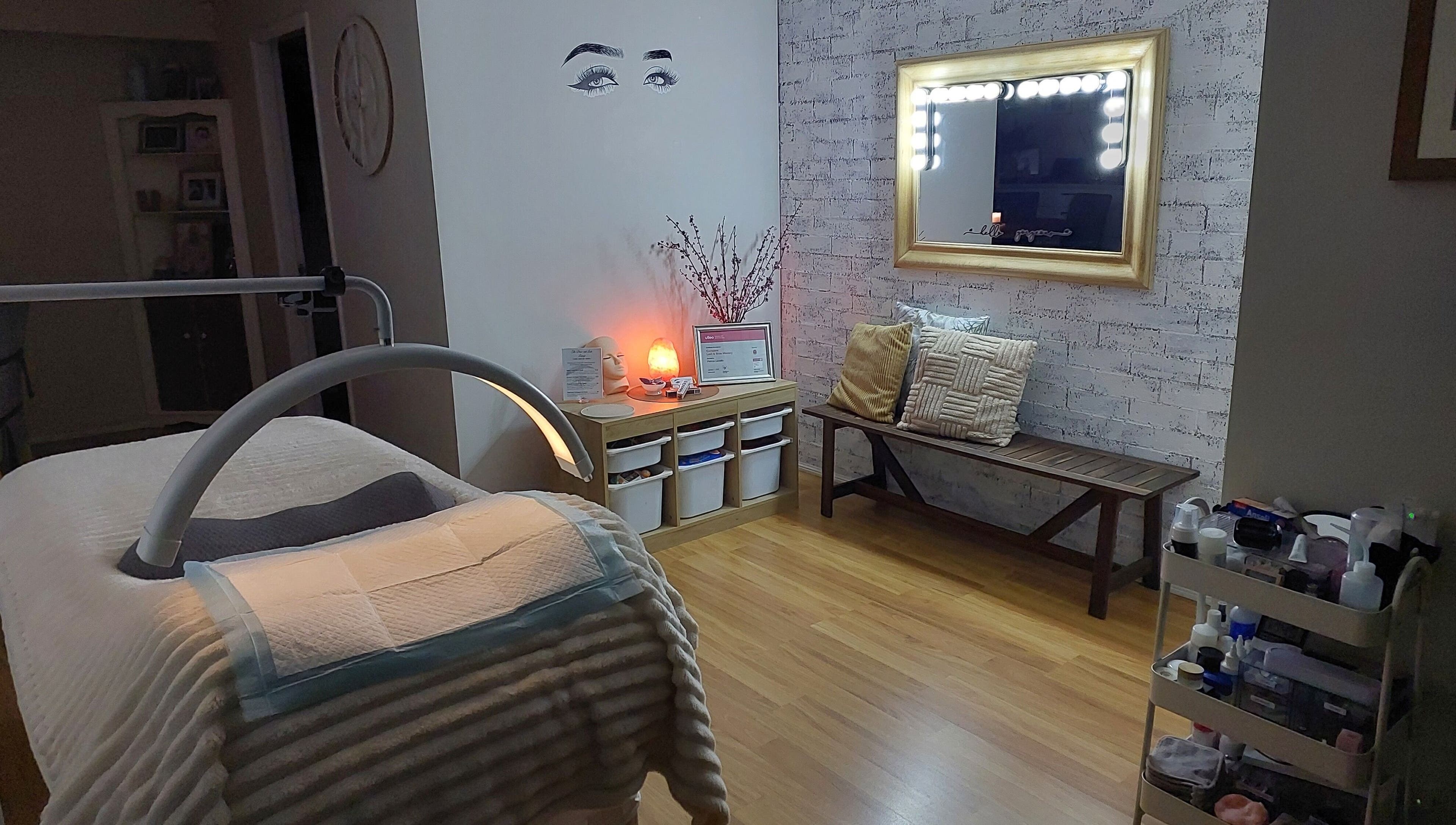 Relaxing treatment room at The Brow and Lash Lounge by Patricia in Doonside, New South Wales, AU.
