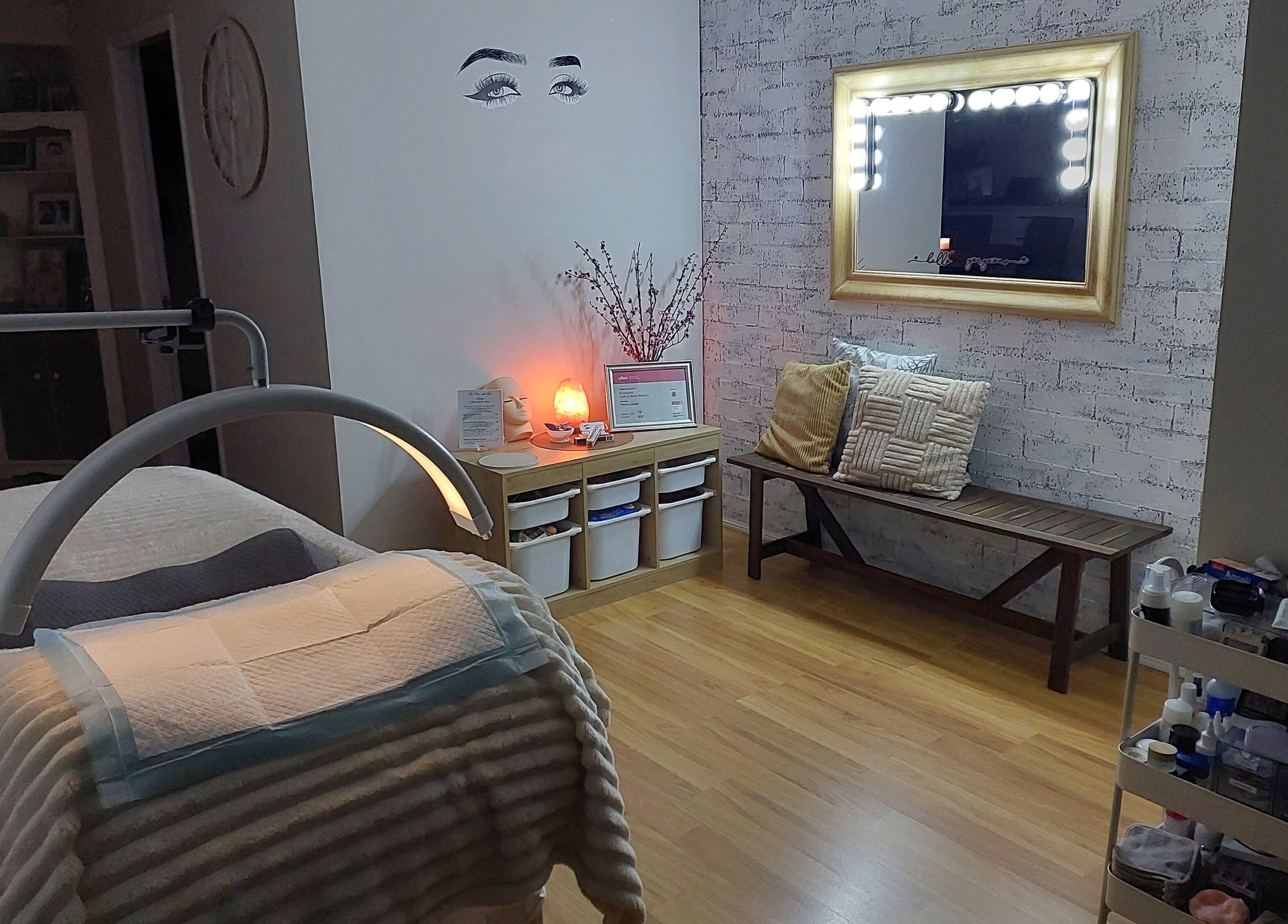 Relaxing treatment room at The Brow and Lash Lounge by Patricia in Doonside, New South Wales, AU.