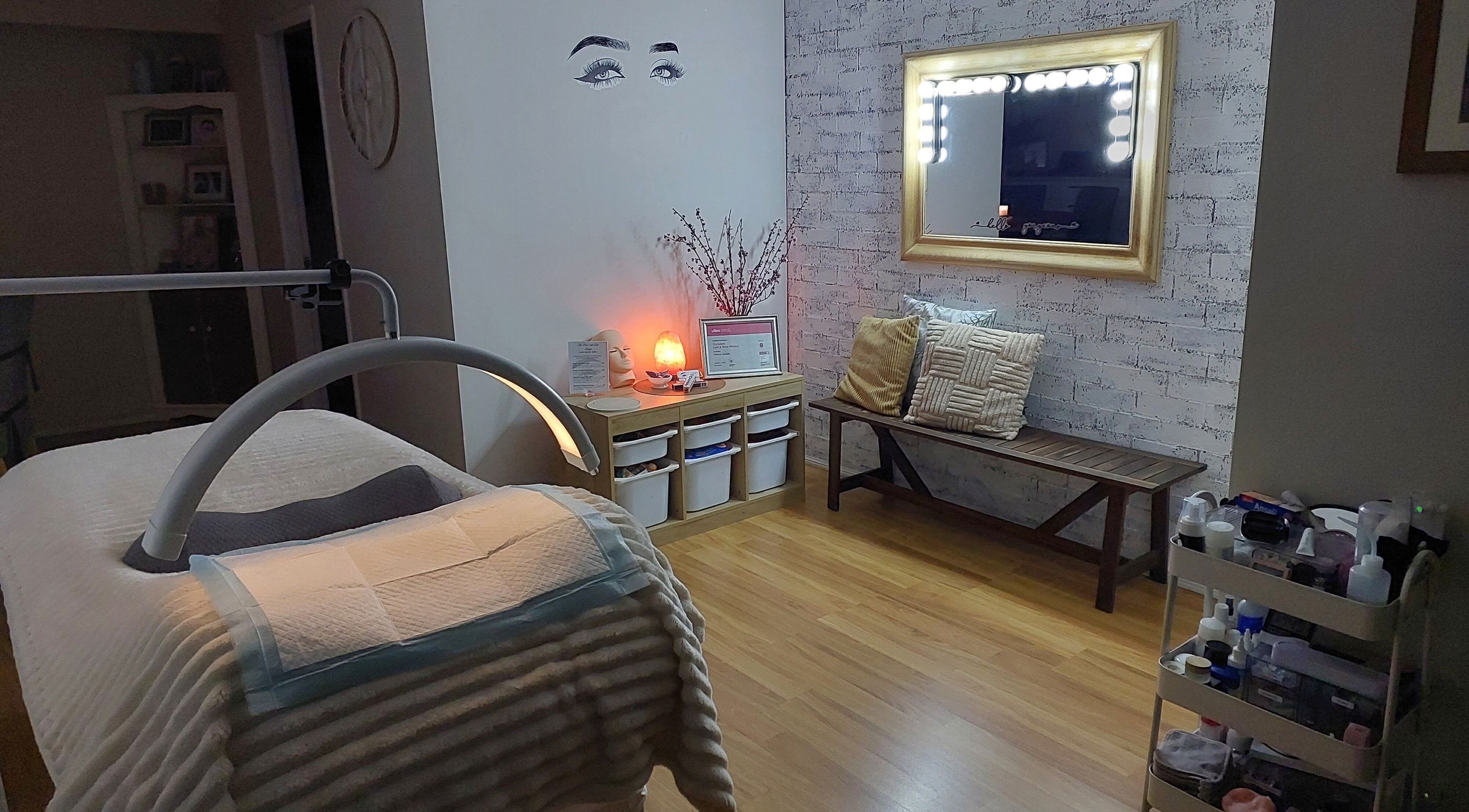 Relaxing treatment room at The Brow and Lash Lounge by Patricia in Doonside, New South Wales, AU.