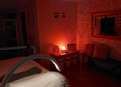 Warm, inviting interior of The Brow and Lash Lounge by Patricia, Doonside, New South Wales, AU.